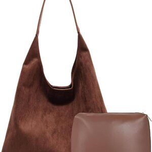 Suede Bags for Women Trendy Brown Suede Purses Hobo Handbag Leather Crossbody Ba